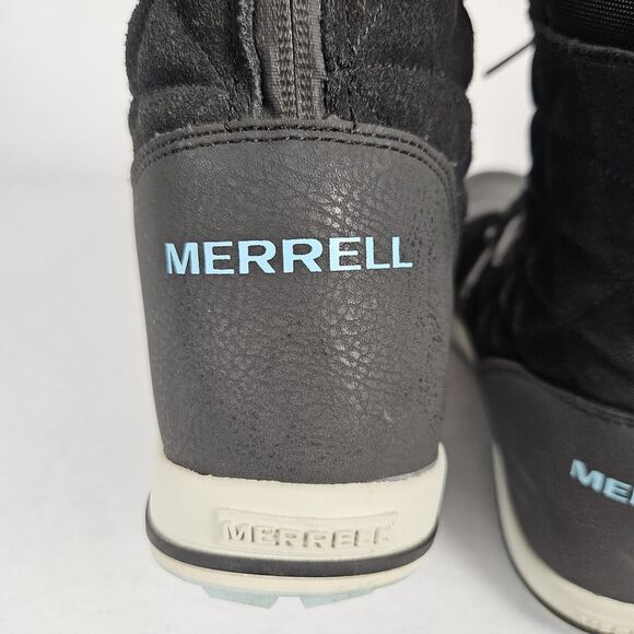 Merrell Heidi Waterproof Suede Sherpa Womens Snow Boot Winter Black 5 Size 36 - Picture 9 of 16